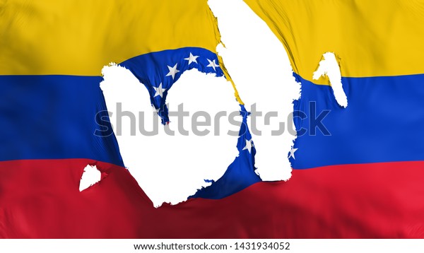 Ragged\
Venezuela flag, white background, 3d\
rendering