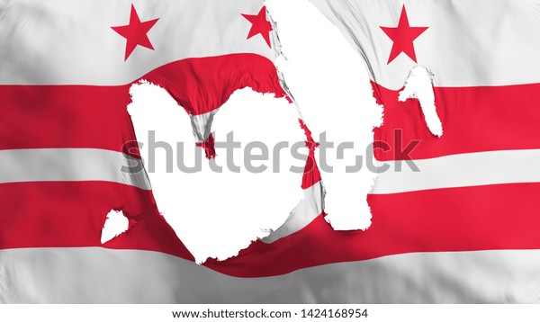 Ragged Washington DC state flag, white\
background, 3d\
rendering