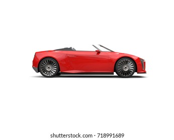 Raging Red Modern Convertible Sports Super Car - Side View - 3D Illustration