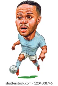 Raheem Shaquille Sterling Is An English Professional Footballer. Illustration,Caricature,Design,October,18,2018