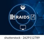 raid 5 tech concept.A RAID configuration that uses striping with parity for fault tolerance and performance.