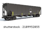Railroad Covered Hopper Car 3D rendering on white background