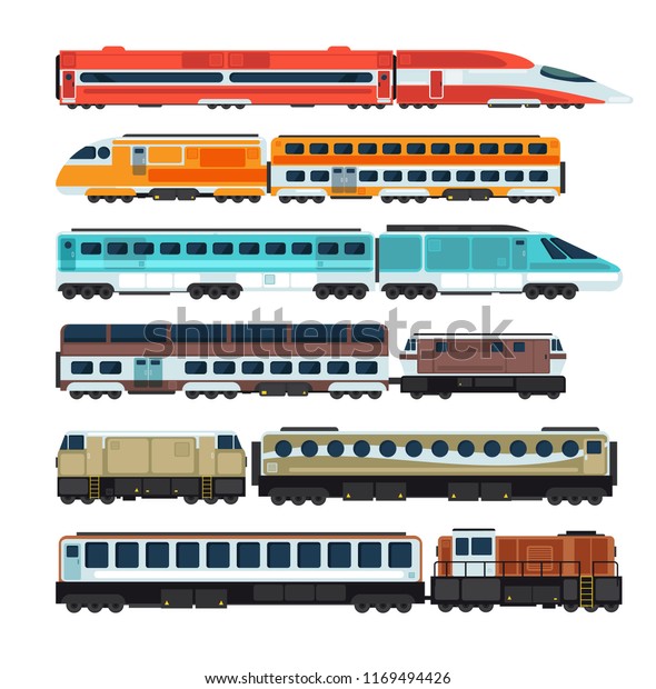客車 客車 平坦な鉄道輸送セット 列車運送鉄道 馬車旅行 ワゴン輸送の旅客イラスト のイラスト素材