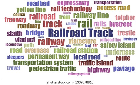 Railroad Track Tag Cloud Rows Isolated Stock Illustration 1339878818