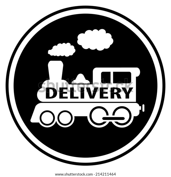railway\
delivery symbol with train white\
silhouette