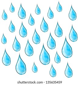 Rain Drops Weather Icon. Hand Drawing Sketch Illustration