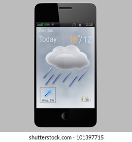 rain icon on a screen of smart phone