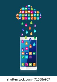 Rain from mobile apps: the application downloaded and installed to smartphone from the cloud