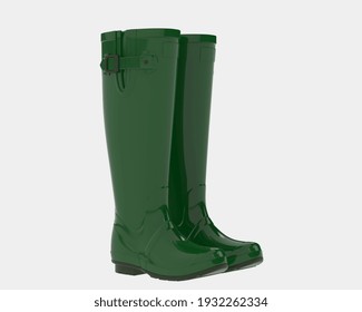 Rainboots isolated on background. 3d rendering - illustration