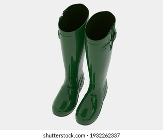 Rainboots isolated on background. 3d rendering - illustration