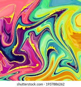 Rainbow abstract luxury composition Inkscapes. Watercolour landscape, texture, marbling, Alcohol ink, Fluid chaos, art, kintsugi style and liquid marble and watercolor