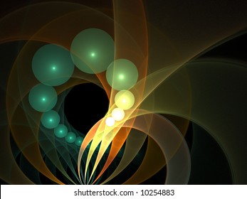 Rainbow Bubble Orbs with Arcs - fractal design