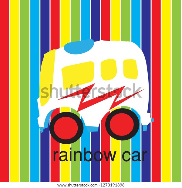 Rainbow car\
cartoon