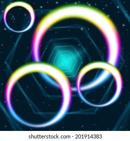 Rainbow Circles Background Meaning Hexagons Round And Colors 