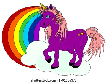 Rainbow Cloud Violet Unicorn Stock Illustration 1791236378 | Shutterstock