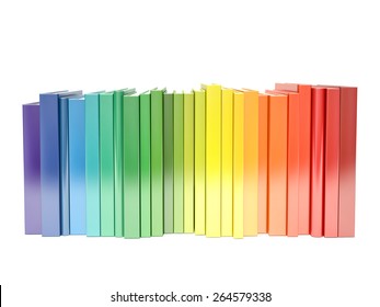 Rainbow Color Hardcover Books Isolated On White Background