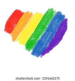 Rainbow color heart  LGBT pride symbol  Heart in rainbow LGBT flag colors    paint style illustration  Lesbian  Gay  Bisexual   Transgender rights