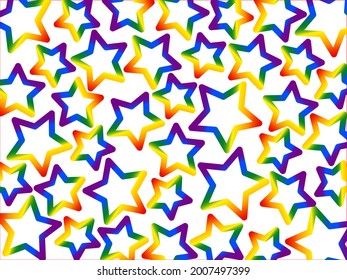 rainbow color star background, The sight of small and large rainbow stars scattered alternately looks strange and beautiful.