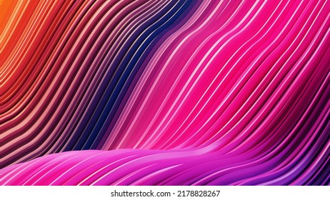 Rainbow Color Wave Shape Abstract Background. Smooth Transitions Of Vibrant Colors Backdrop 3d Illustration

