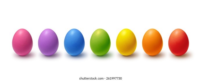 Rainbow colored Easter eggs isolated on white - Powered by Shutterstock