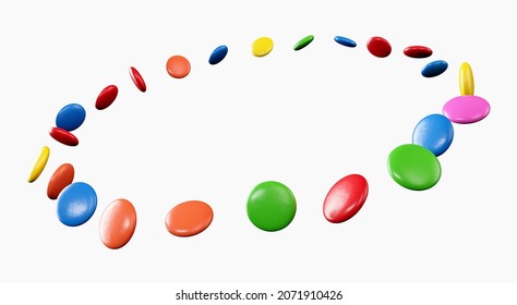 Rainbow Colorful Candies Flying Around 3d Illustration