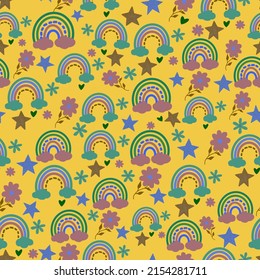 Rainbow Colors Stars Kids Room Wallpapers Nature Textiles Colorful Background Summer Colors Report Pattern Wedding Cards Seamless