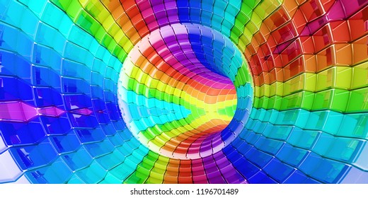 Rainbow colors technology background 3d rendering panorama