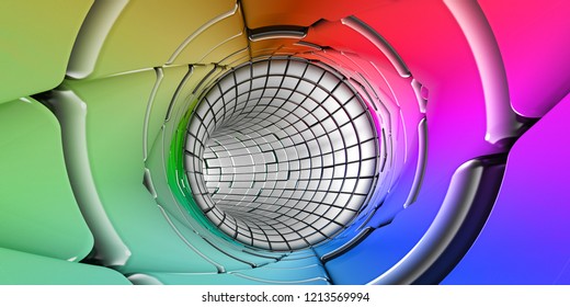 Rainbow colors technology background 3d rendering panorama