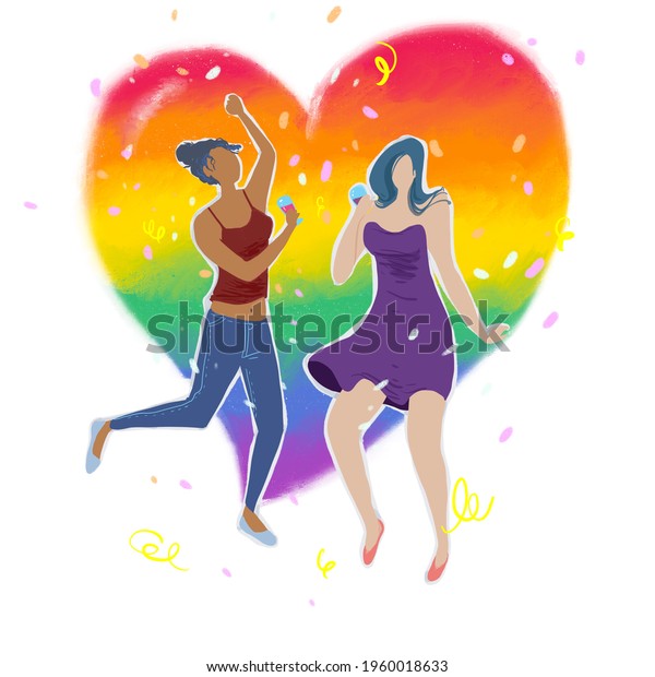 Rainbow Coloured Love Community Dance Hearts Stock Illustration 1960018633 