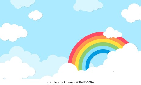Rainbow Desktop Wallpaper, Pastel Paper Cut HD Background