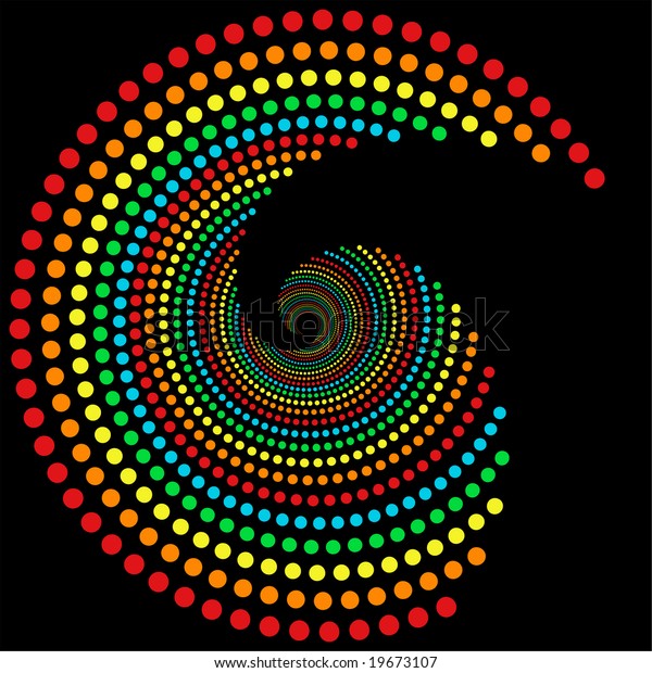 Rainbow Dots Spiral Pattern Isolated Over Stok İllüstrasyon 19673107