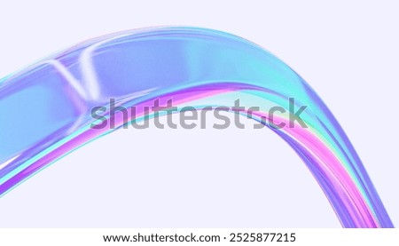 Rainbow element in the form of an arc of glossy holographic effect. It can be used for technology projects. Social networks. 3D rendering isolated
