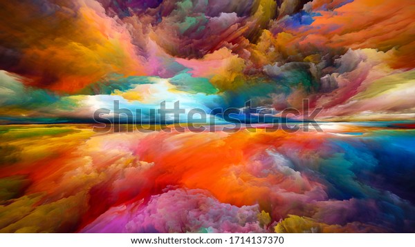 Abstract arrangement of surreal sunset sunrise colors wall murals