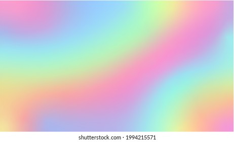 Rainbow fantasy background. Holographic illustration in pastel colors. Cute cartoon girly background. Bright multicolored sky. 