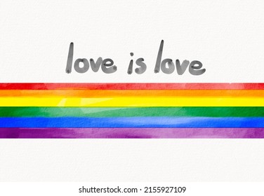 Rainbow Flag Brush Style Isolate On White Background.LGBT  Pride Month Watercolor Texture Concept. 