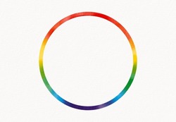 Rainbow Flag Circle  Watercolor  Brush Style .LGBT  Pride Month Watercolor Texture Concept. 