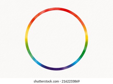 Rainbow Flag Circle  Watercolor  Brush Style .LGBT  Pride Month Watercolor Texture Concept. 