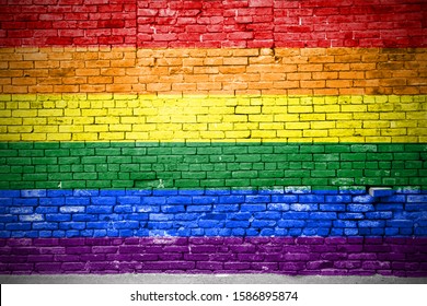 Rainbow Flag Gay Pride Saying Graffiti On Brick Wall