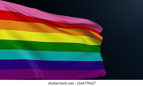 Rainbow Flag. LGBT Pride. Gay Day. Diversity Tolerance. Colorful Original 8 Eight Stripe Symbol Of June Parade Celebration. Realistic 3D Illustration With Cotton Texture.