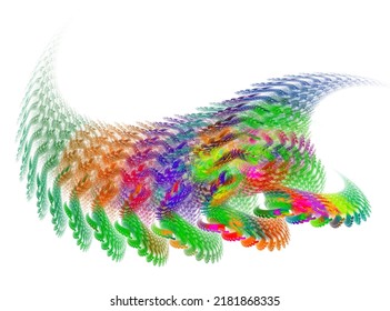 Rainbow Fractal Abstract, Smoke And Light. White Background