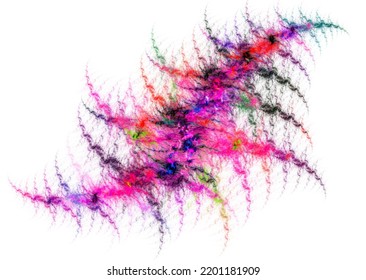 Rainbow Fractal In The Form Of Waves. On A White Background