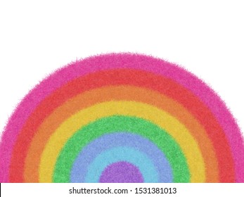 Rainbow Fur Feather Texture Design, Use As A Background Or Paper Element Scrapbook. Rainbow Circle Pattern Abstract Seven Colors. 7 Stripe Colors Fashion Modern Concept. Design By Use Photoshop Brush.