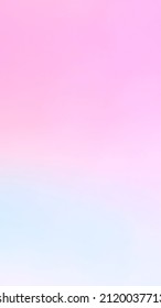 Rainbow Gradient Background  Soft Pastel Colors And A Subtle Blend Of Pink And Blue Add Beauty To The Atmospheric Sky.  With White Clouds And Mist