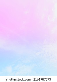 Rainbow Gradient Background  Soft Pastel Colors And Subtle Blends Of Pink, Blue, Orange And Purple Enhance The Beauty Of The Twilight And Atmospheric Sky.  The White Mist Of Beautifully Gentle Clouds.