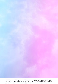 Rainbow Gradient Background  Soft Pastel Colors And Subtle Blends Of Pink, Blue, Orange And Purple Enhance The Beauty Of The Twilight And Atmospheric Sky.  The White Mist Of Beautifully Gentle Clouds.