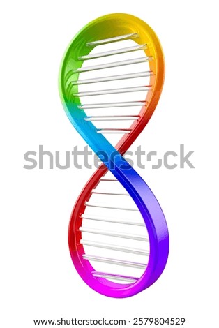 Rainbow Gradient DNA-Inspired Infinity Symbol 3D Render isolated white background. 3d illustration