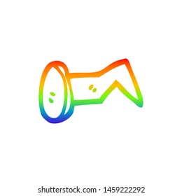 rainbow gradient line drawing cartoon bent iron nail