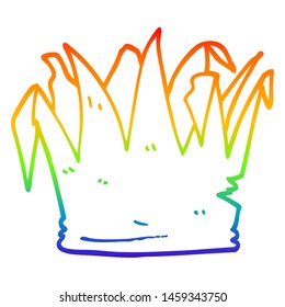 Rainbow Gradient Line Drawing Of A Cartoon Christmas Cracker Hat