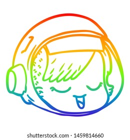 rainbow gradient line drawing of a cartoon astronaut face
