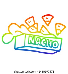 Rainbow Gradient Line Drawing Of A Cartoon Nacho Box